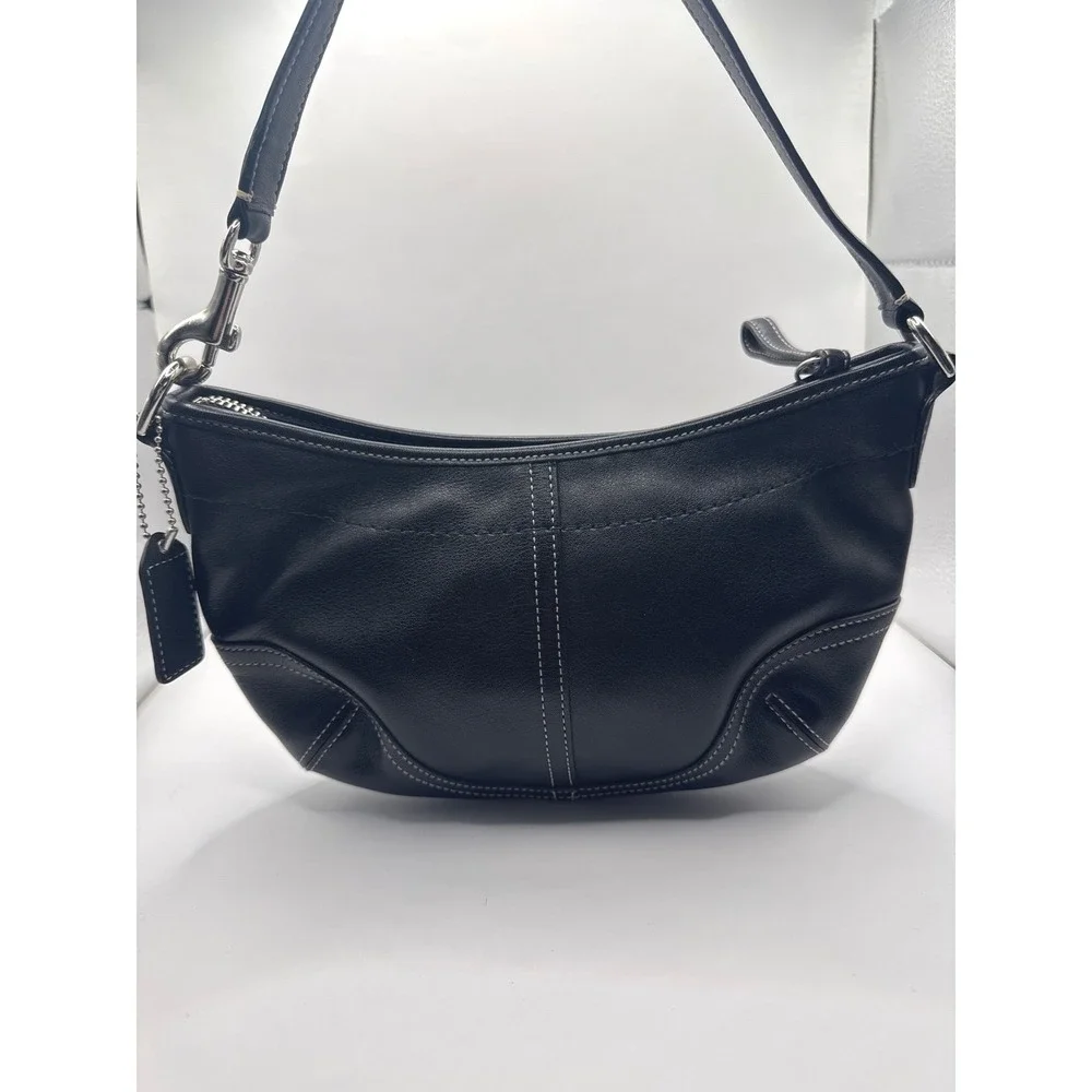 Coach Soho Black‎ Leather Small Hobo Shoulder Bag Purse N0 E043-4283